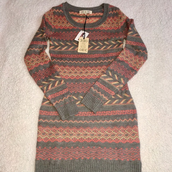 pink rose sweater dress